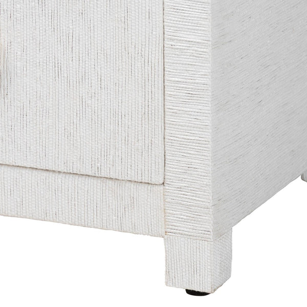 Baxton Studio bali Xavier Grasscloth Tall Storage Cabinet - Coastal Bohemian Tower with Open Shelves & Drawers Xavier-White-2 Drawer-Cabinet