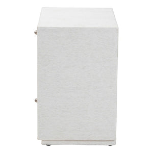 Baxton Studio bali Kai Grasscloth End Table - Handwoven 2-Drawer Nightstand with Open Shelf for Stylish Storage KAI-2 Drawer-White-End Table