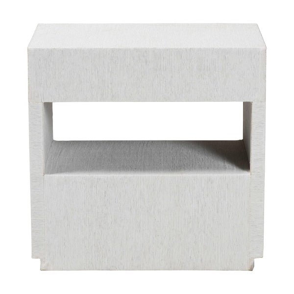 Baxton Studio bali Kai Grasscloth End Table - Handwoven 2-Drawer Nightstand with Open Shelf for Stylish Storage KAI-2 Drawer-White-End Table