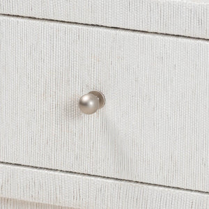 Baxton Studio bali Kai Grasscloth End Table - Handwoven 2-Drawer Nightstand with Open Shelf for Stylish Storage KAI-2 Drawer-White-End Table