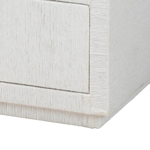 Baxton Studio bali Kai Grasscloth End Table - Handwoven 2-Drawer Nightstand with Open Shelf for Stylish Storage KAI-2 Drawer-White-End Table