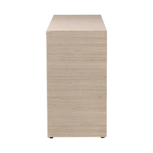 Baxton Studio bali Sage Natural Grasscloth Dresser - 6-Drawer Coastal Storage Cabinet with Elegant Gold Pulls Sage-6 Drawer-Beige-Dresser
