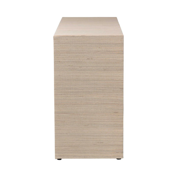 Baxton Studio bali Sage Natural Grasscloth Dresser - 6-Drawer Coastal Storage Cabinet with Elegant Gold Pulls Sage-6 Drawer-Beige-Dresser