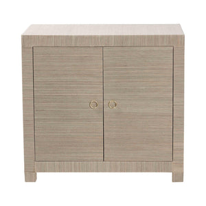 Baxton Studio bali Halen Natural Grasscloth Storage Cabinet - Elegant Two-Door Console with Gold Pulls, Coastal Charm Halen-Beige-Cabinet