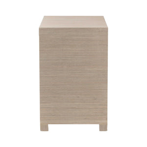 Baxton Studio bali Halen Natural Grasscloth Storage Cabinet - Elegant Two-Door Console with Gold Pulls, Coastal Charm Halen-Beige-Cabinet