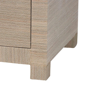 Baxton Studio bali Halen Natural Grasscloth Storage Cabinet - Elegant Two-Door Console with Gold Pulls, Coastal Charm Halen-Beige-Cabinet