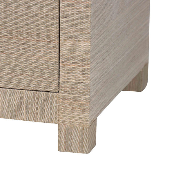 Baxton Studio bali Halen Natural Grasscloth Storage Cabinet - Elegant Two-Door Console with Gold Pulls, Coastal Charm Halen-Beige-Cabinet