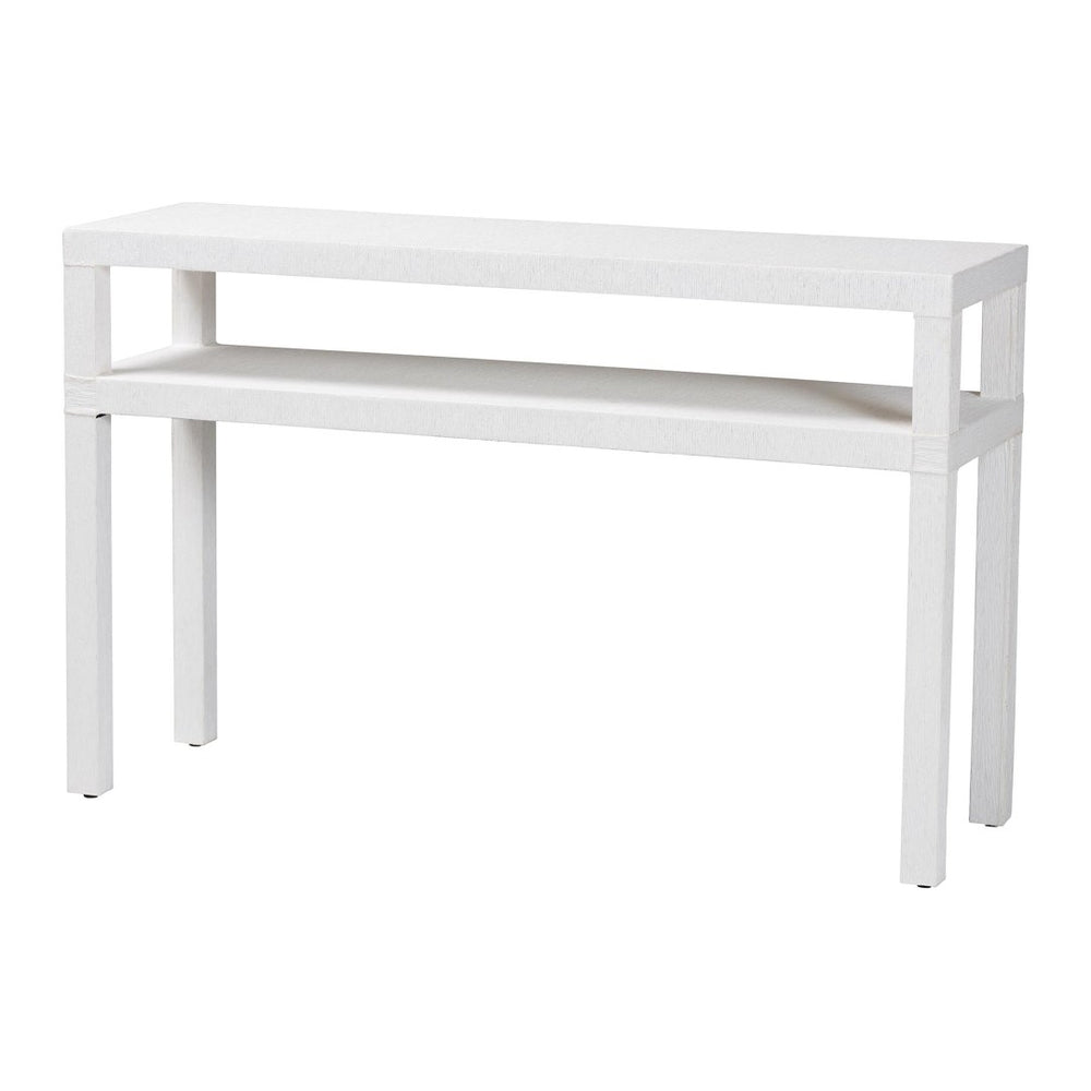 Baxton Studio bali Gale Natural Grasscloth Console Table – Stylish Two-Tier Entryway Table with Open Shelf Design Gale-White-Console Table