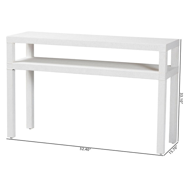 Baxton Studio bali Gale Natural Grasscloth Console Table – Stylish Two-Tier Entryway Table with Open Shelf Design Gale-White-Console Table