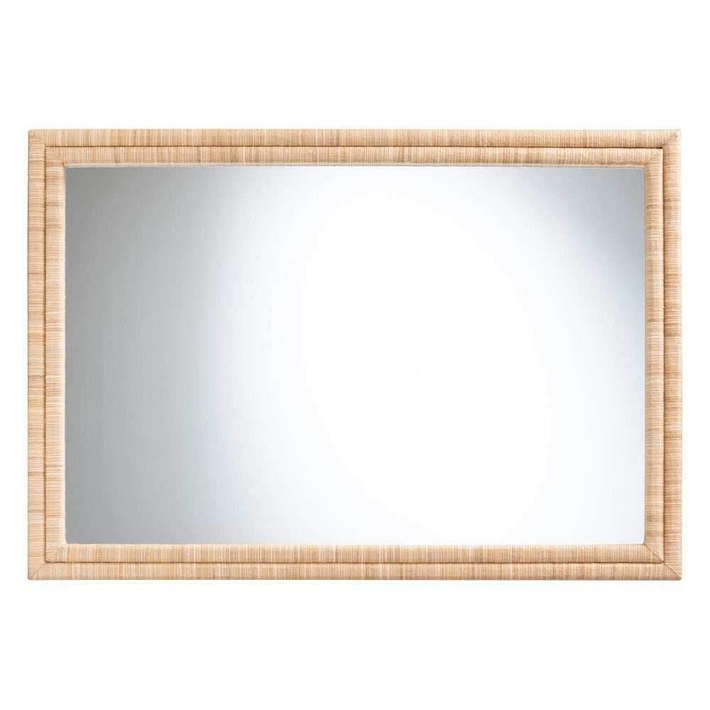 Baxton Studio bali Canan Grasscloth Wall Mirror - Handwoven Accent Piece for Bedroom, Entryway, or Living Room Decor Canan-Light Brown-Rectangular Woven-Mirror