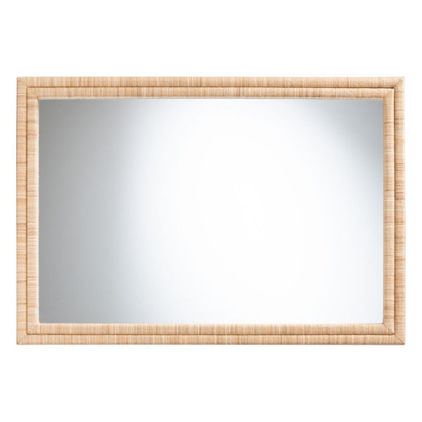 Baxton Studio bali Canan Grasscloth Wall Mirror - Handwoven Accent Piece for Bedroom, Entryway, or Living Room Decor Canan-Light Brown-Rectangular Woven-Mirror