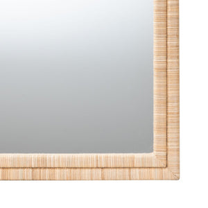 Baxton Studio bali Canan Grasscloth Wall Mirror - Handwoven Accent Piece for Bedroom, Entryway, or Living Room Decor Canan-Light Brown-Rectangular Woven-Mirror