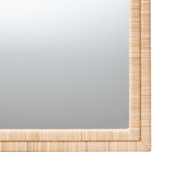 Baxton Studio bali Canan Grasscloth Wall Mirror - Handwoven Accent Piece for Bedroom, Entryway, or Living Room Decor Canan-Light Brown-Rectangular Woven-Mirror