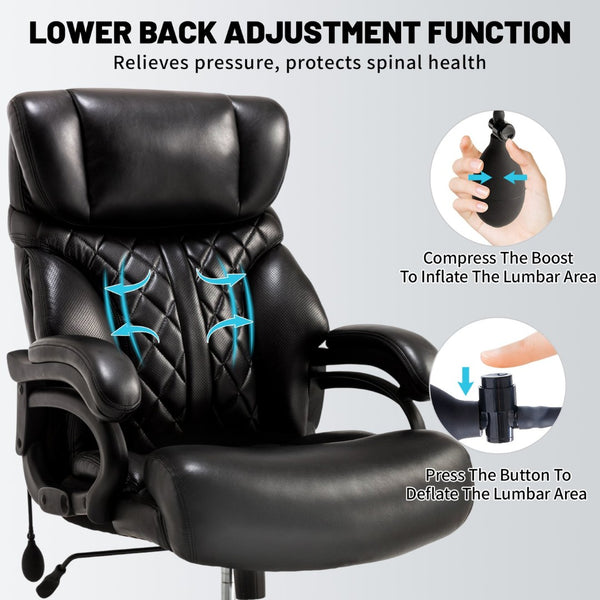 English Elm 500lbs Heavy Duty Executive Chair Wide Spring Seat Ergonomic High Back Home Office Black W5201P418234