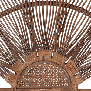 Baxton Studio bali Jasmine Natural Rattan Headboard - Artisanal Sunburst Design for Boho Coastal Bedroom Decor Queen Jasmine-Light Brown Rattan-Queen-HB