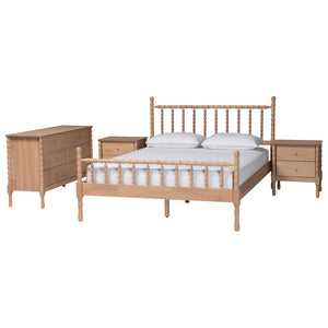 Baxton Studio Baxton Studio Laurent 4-Piece Cottage Farmhouse Bedroom Set - Stylish Queen Bed, Dresser & Nightstands Femi-Beech-Queen 4PC Bedroom Set