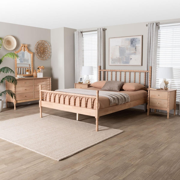 Baxton Studio Baxton Studio Laurent 4-Piece Cottage Farmhouse Bedroom Set - Stylish Queen Bed, Dresser & Nightstands Femi-Beech-Queen 4PC Bedroom Set