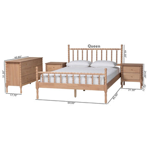 Baxton Studio Baxton Studio Laurent 4-Piece Cottage Farmhouse Bedroom Set - Stylish Queen Bed, Dresser & Nightstands Femi-Beech-Queen 4PC Bedroom Set