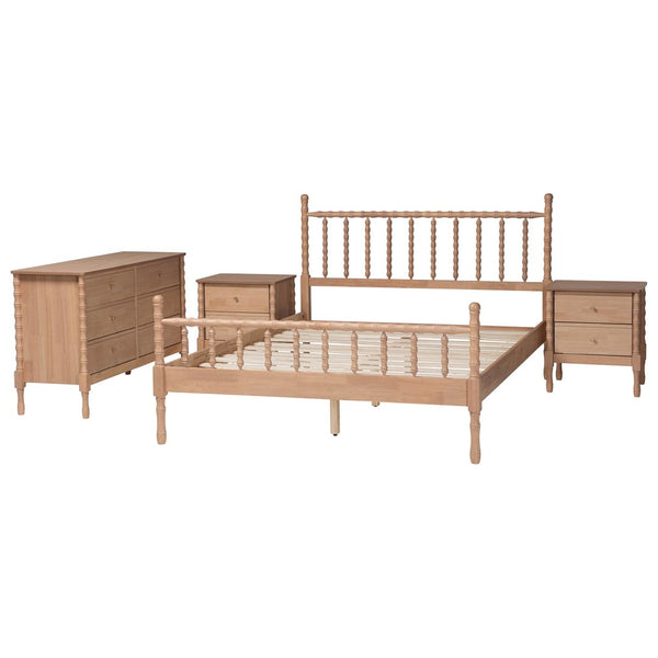 Baxton Studio Baxton Studio Laurent 4-Piece Cottage Farmhouse Bedroom Set - Stylish Queen Bed, Dresser & Nightstands Femi-Beech-Queen 4PC Bedroom Set