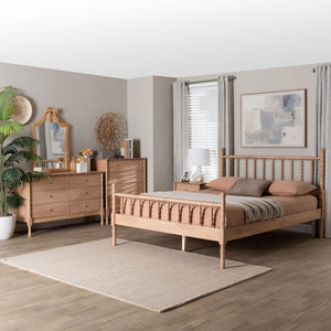Baxton Studio Baxton Studio Laurent Cottage Farmhouse 4-Piece Bedroom Set - Spindle Bed, Dresser, Chest & Nightstand Candis-Beech-Queen 4PC Bedroom Set