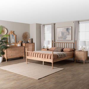Baxton Studio Baxton Studio Laurent 5-Piece Bedroom Set - Charming Spindle Bed, Dresser, Chest & Nightstands Candis-Beech-Queen 5PC Bedroom Set