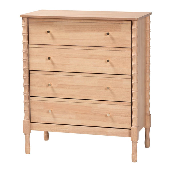 Baxton Studio Baxton Studio Laurent Cottage Farmhouse 4-Piece Bedroom Set - Spindle Bed, Dresser, Chest & Nightstand Candis-Beech-Queen 4PC Bedroom Set