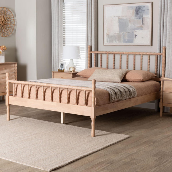 Baxton Studio Baxton Studio Laurent Platform Bed - Stylish Bamboo-Inspired Spindle Frame for Cozy Bedrooms, Queen MG0258-Beech-Queen