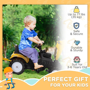 English Elm Aosom Kids Pedal Ride on Excavator Toy with Digging Bucket and Detachable Trailer W2225P217064