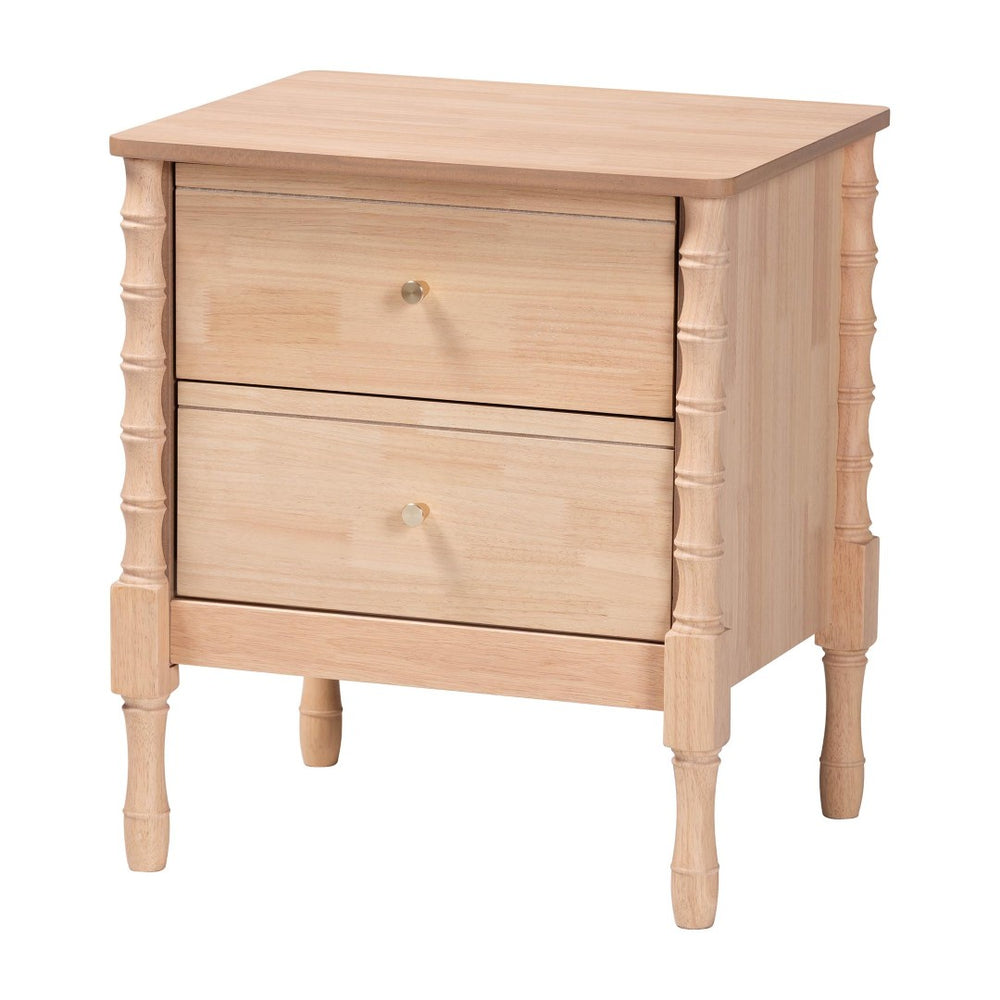 Baxton Studio Baxton Studio Laurent Nightstand - Elegant 2-Drawer Cottage Farmhouse Table with Bamboo Legs & Storage MG9017-Beech-2DW-NS