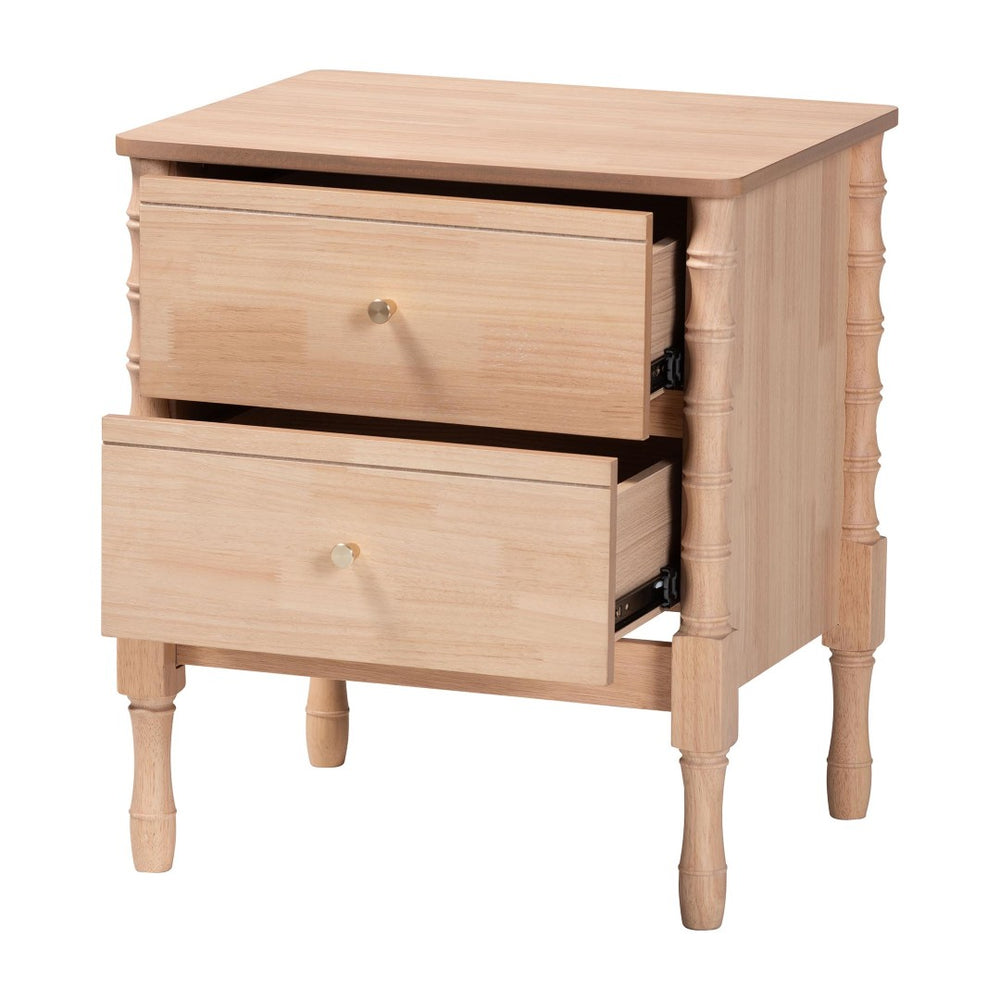 Baxton Studio Baxton Studio Laurent Nightstand - Elegant 2-Drawer Cottage Farmhouse Table with Bamboo Legs & Storage MG9017-Beech-2DW-NS
