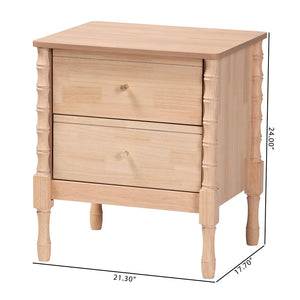 Baxton Studio Baxton Studio Laurent Nightstand - Elegant 2-Drawer Cottage Farmhouse Table with Bamboo Legs & Storage MG9017-Beech-2DW-NS