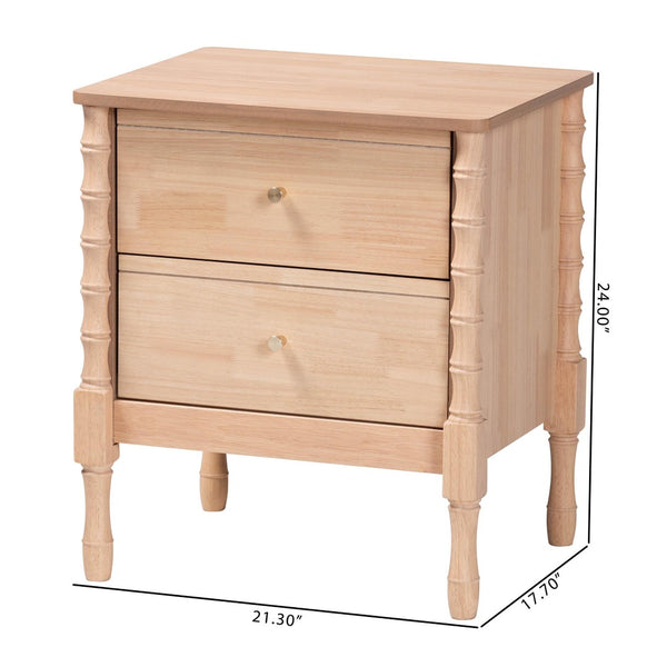 Baxton Studio Baxton Studio Laurent Nightstand - Elegant 2-Drawer Cottage Farmhouse Table with Bamboo Legs & Storage MG9017-Beech-2DW-NS
