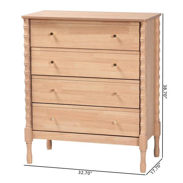 Baxton Studio Baxton Studio Laurent Chest - Stylish 4-Drawer Organizer with Bamboo Legs for Chic Bedroom Storage MG9017-Beech-4DW-Chest