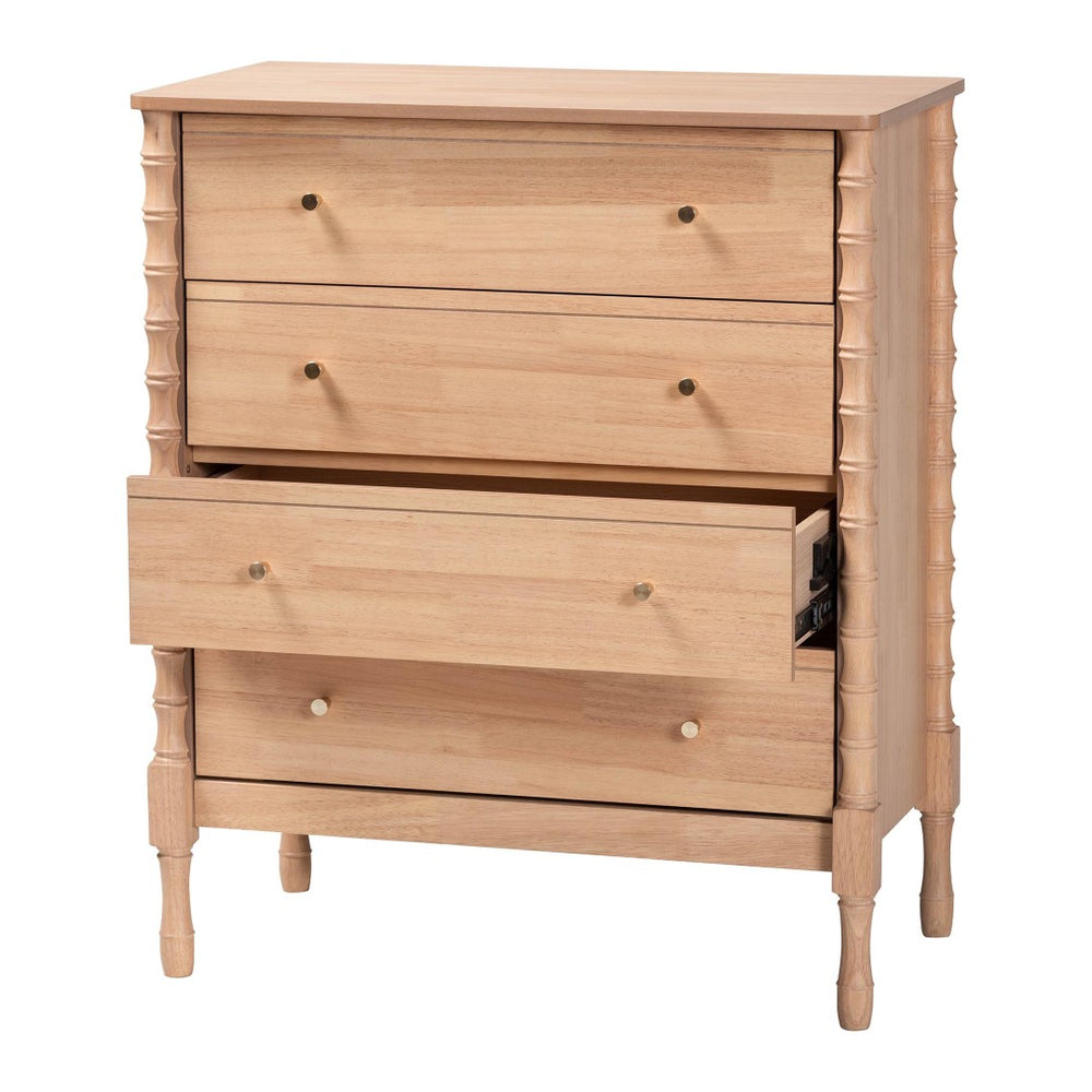 Baxton Studio Baxton Studio Laurent Chest - Stylish 4-Drawer Organizer with Bamboo Legs for Chic Bedroom Storage MG9017-Beech-4DW-Chest