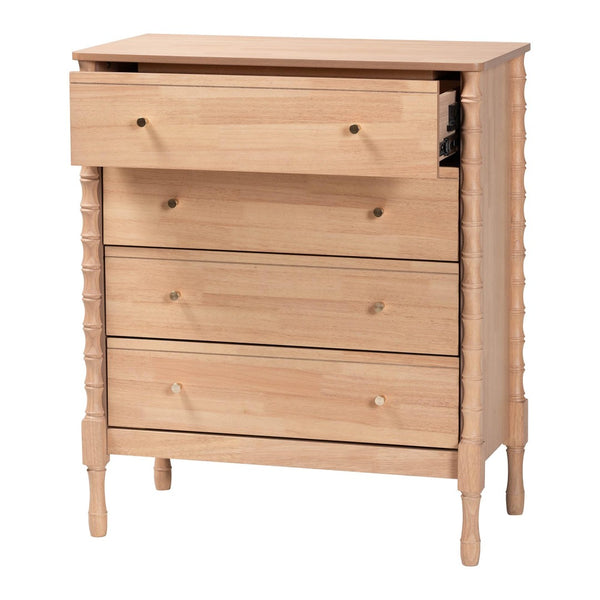 Baxton Studio Baxton Studio Laurent Chest - Stylish 4-Drawer Organizer with Bamboo Legs for Chic Bedroom Storage MG9017-Beech-4DW-Chest