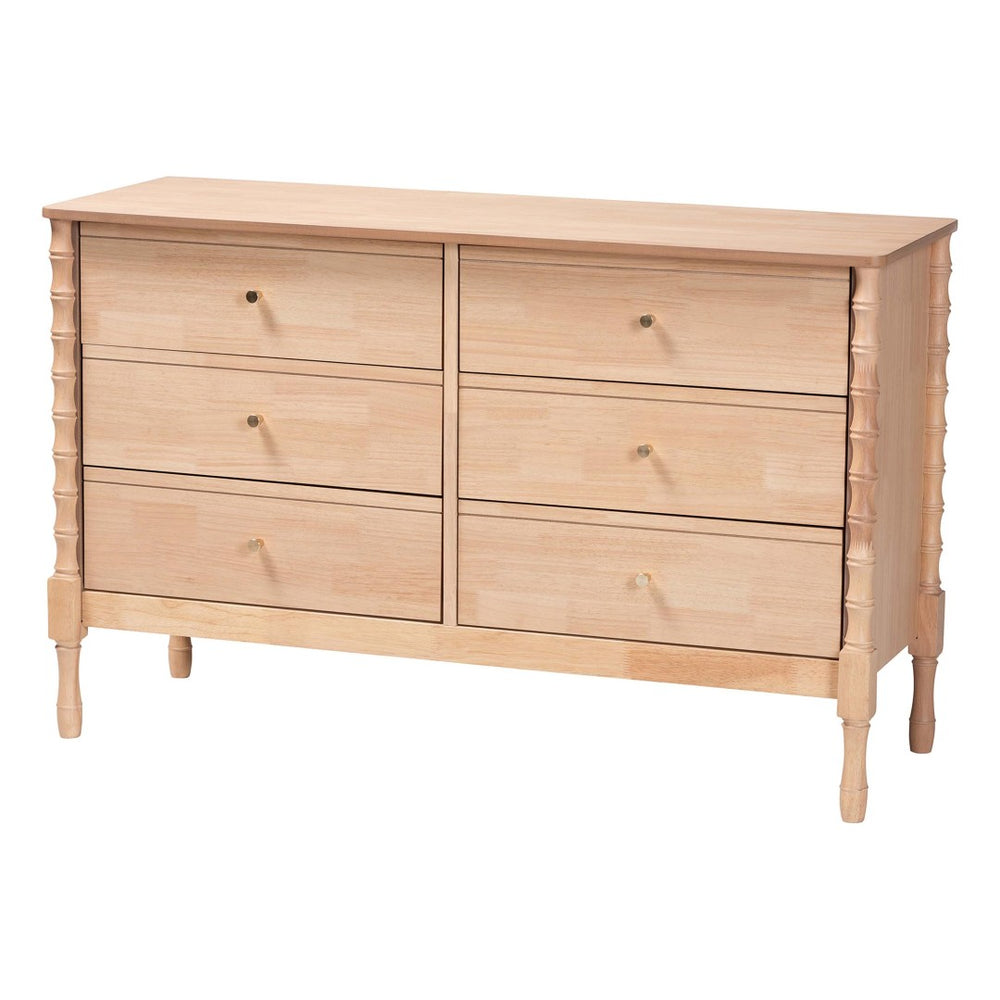 Baxton Studio Baxton Studio Laurent Dresser - 6-Drawer Versatile Storage Cabinet with Bamboo Legs for Stylish Bedrooms MG9017-Beech-6DW-Dresser