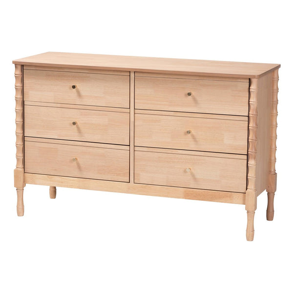 Baxton Studio Baxton Studio Laurent Dresser - 6-Drawer Versatile Storage Cabinet with Bamboo Legs for Stylish Bedrooms MG9017-Beech-6DW-Dresser