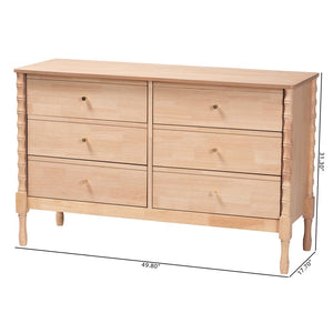 Baxton Studio Baxton Studio Laurent Dresser - 6-Drawer Versatile Storage Cabinet with Bamboo Legs for Stylish Bedrooms MG9017-Beech-6DW-Dresser