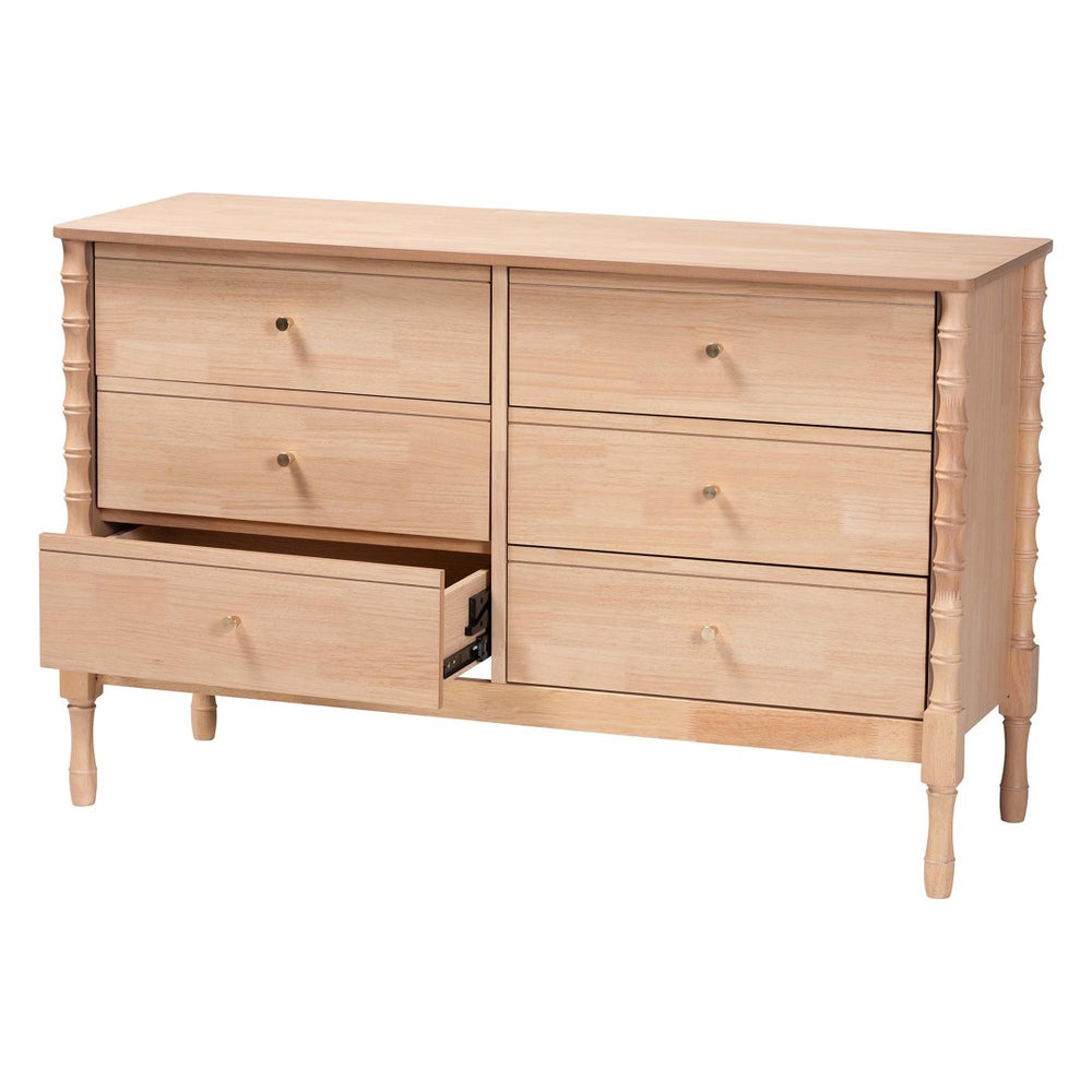 Baxton Studio Baxton Studio Laurent Dresser - 6-Drawer Versatile Storage Cabinet with Bamboo Legs for Stylish Bedrooms MG9017-Beech-6DW-Dresser