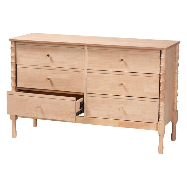 Baxton Studio Baxton Studio Laurent Dresser - 6-Drawer Versatile Storage Cabinet with Bamboo Legs for Stylish Bedrooms MG9017-Beech-6DW-Dresser