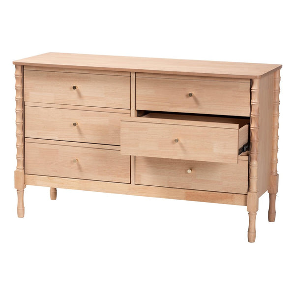 Baxton Studio Baxton Studio Laurent Dresser - 6-Drawer Versatile Storage Cabinet with Bamboo Legs for Stylish Bedrooms MG9017-Beech-6DW-Dresser