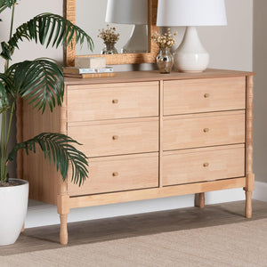 Baxton Studio Baxton Studio Laurent Dresser - 6-Drawer Versatile Storage Cabinet with Bamboo Legs for Stylish Bedrooms MG9017-Beech-6DW-Dresser