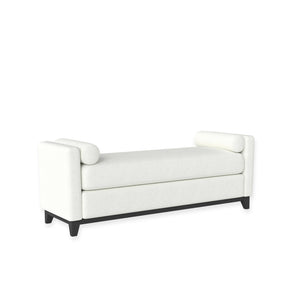 English Elm 66.34 Inch Sherpa Fleece Bench with Fluted Wood Legs Bolster Pillows Mid-century Lounge Beige+Black W1658P445919