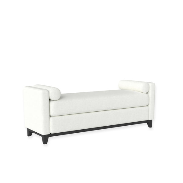 English Elm 66.34 Inch Sherpa Fleece Bench with Fluted Wood Legs Bolster Pillows Mid-century Lounge Beige+Black W1658P445919
