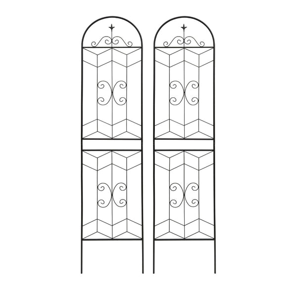 English Elm 4 Pack Powder-coated Metal Garden Trellis Panels Rustproof Climbing Plant Support Outdoor W1586P268071