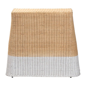 Baxton Studio bali Bali Handwoven Rattan Console Table - Coastal Boho Accent with Scalloped Design & Natural Finish Palm-Small-Natural/White Rattan-Console Table