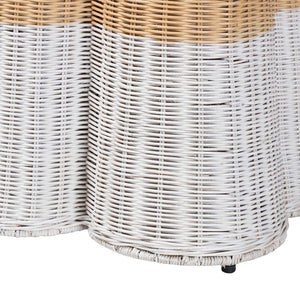 Baxton Studio bali Bali Handwoven Rattan Console Table - Coastal Boho Accent with Scalloped Design & Natural Finish Palm-Small-Natural/White Rattan-Console Table