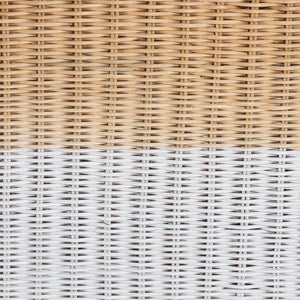 Baxton Studio bali Bali Handwoven Rattan Console Table - Coastal Boho Accent with Scalloped Design & Natural Finish Palm-Small-Natural/White Rattan-Console Table