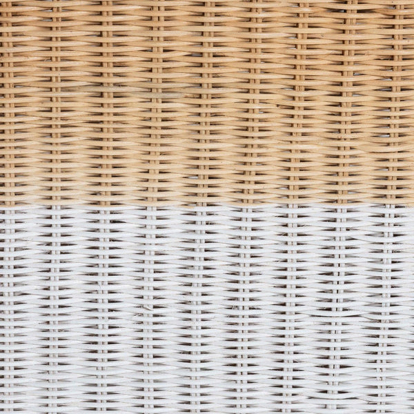 Baxton Studio bali Bali Handwoven Rattan Console Table - Coastal Boho Accent with Scalloped Design & Natural Finish Palm-Small-Natural/White Rattan-Console Table