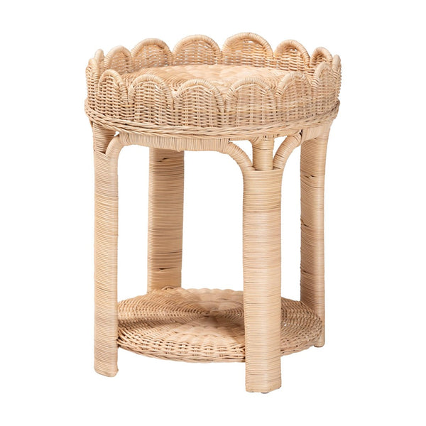 Baxton Studio bali Latoya Natural Rattan End Table - Handwoven 2-Tier Wicker Side Table for Boho-Chic Spaces WS156/Smaller-Natural Rattan-ET